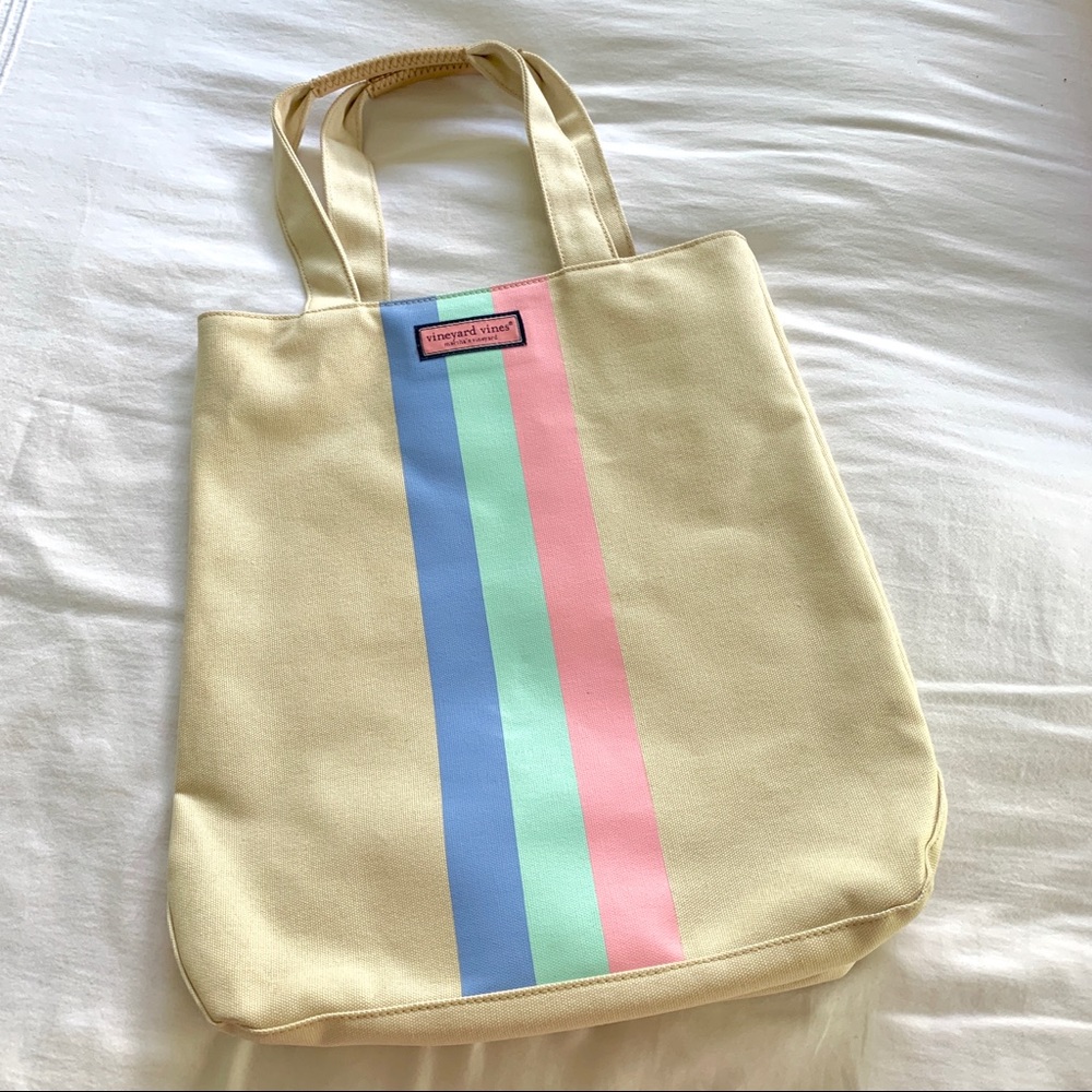 Vineyard Vines Tri Stripe Canvas Tote NWT
